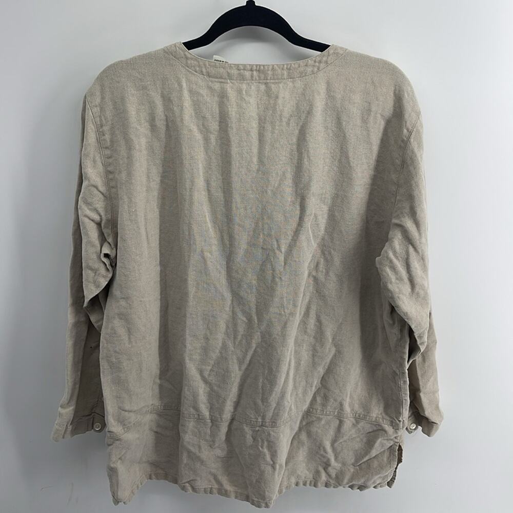 Vintage L. L. Bean 100% Linen Button Up Long Slee… - image 7